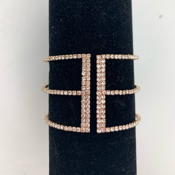 4/$25 INC Gold Silver Crystal Cuff Bracelet NEW - Picture 3 of 6